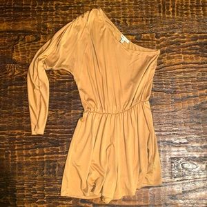 Silence + Noise Gold One Shoulder Romper